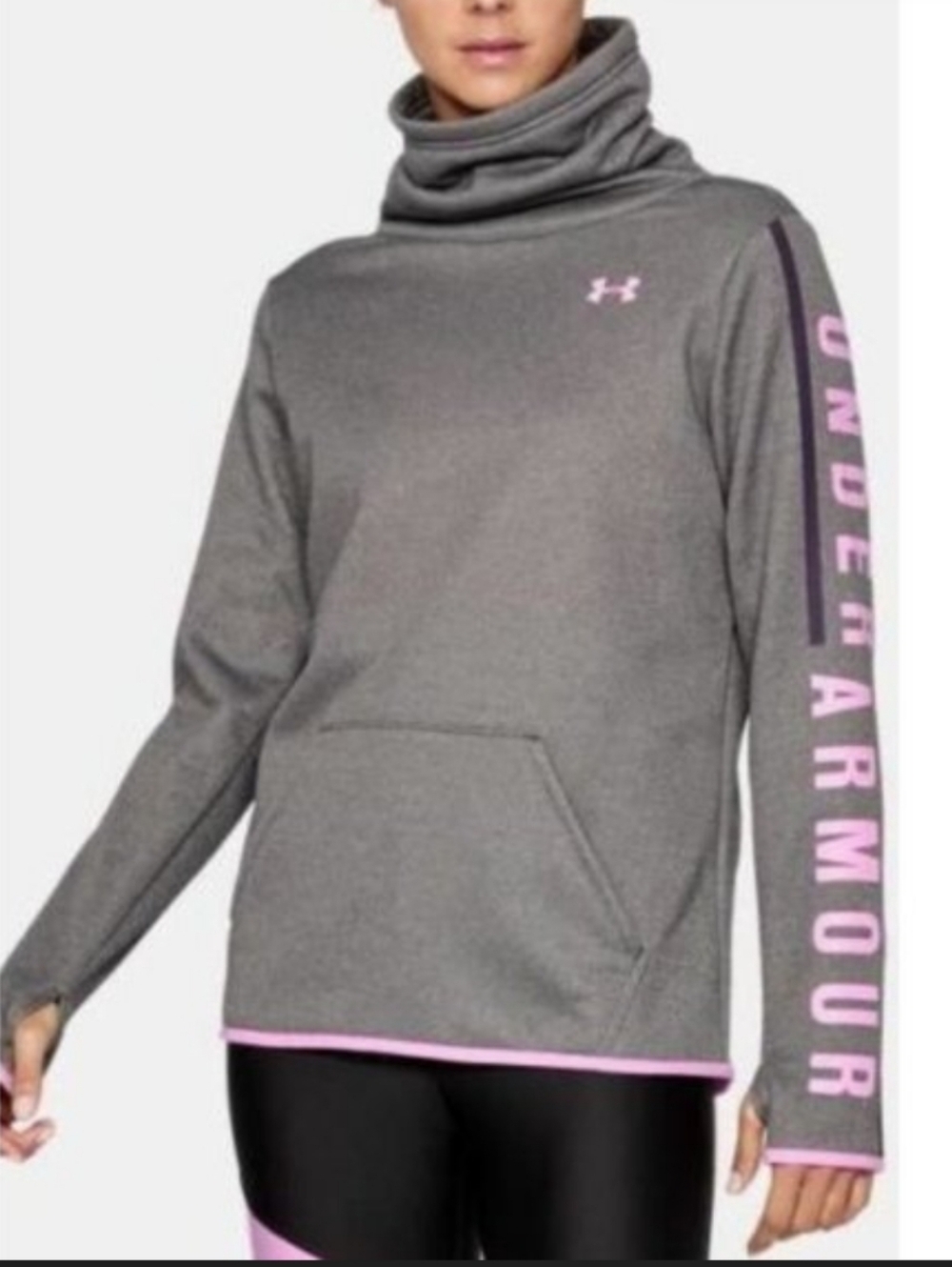 Under Armour Cold Gear Gray/Pink Funnelneck Sweatshirt